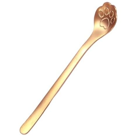 Cuillère à café en forme de patte de chat - Cuillères à mélanger de cuisine en forme de griffe de chat, cuillère à thé multifonctionnelle et portable, cuillères à dessert antirouille pour la crème gla (1/5)