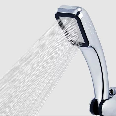 LYERCW - Pommeau de douche à économie d'eau avec haute pression argentée (1/5)