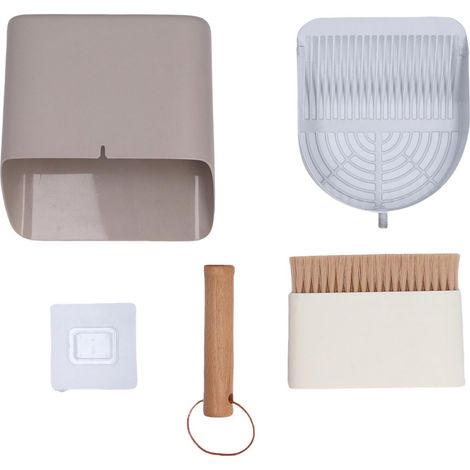 Pelle à litière pour chat avec support, ensemble de pelle à poussière, manche en bois amovible en acier inoxydable, boîte à chat, pelle de tamisage (1/5)
