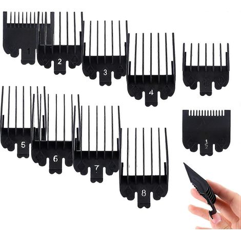 Lot de 10 sabots noirs pour tondeuse Wahl, compatibles avec les tondeuses à cheveux professionnelles universelles pour hommes. (1/4)