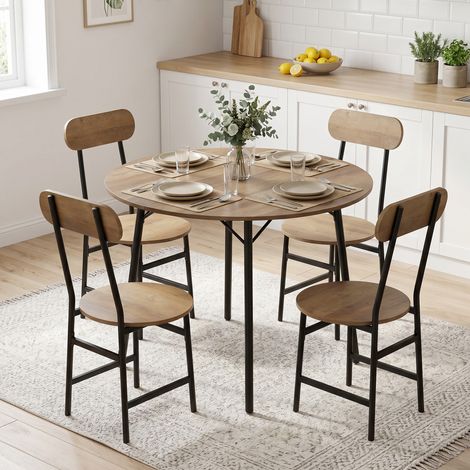 Ensemble table et chaises de style industriel 5 pièces pour 4 personnes, robuste et durable (1/5)