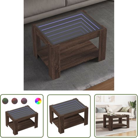 vidaXL LED-Couchtisch Braun Eichen-Optik 73x53x45 cm Holzwerkstoff (1/5)