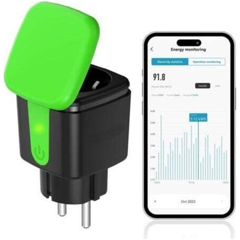 pair AIPER Prise extérieure WLAN, prise wifi, prise extérieure mesure de la consommation d'énergie, prise de jardin, prise extérieure, Smart plug, compatible avec Alexa et Google Assistant