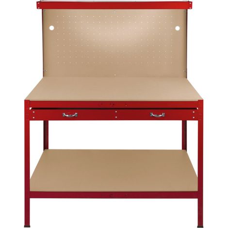 Workbench with Pegboard, Drawer & Light – Red (1/5)