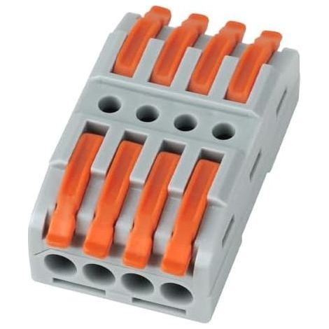 Packung mit 40 Hebel-Verbindungsklemmen mit 4 Eingängen – Elektrische Schnellverbinder für Kabelverlängerung und -reparatur, Universalverbinder (0,08–4 mm²), grau/orangefarbene Stifte, 40 Stück (1/5)