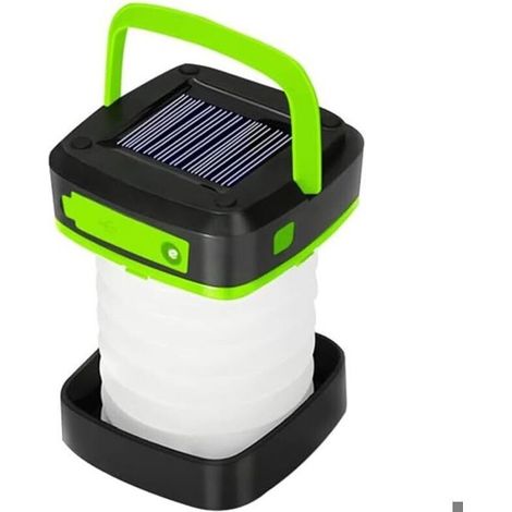 Lanterne de camping LED rechargeable solaire et USB, lampe de secours pliable pour pannes, randonnées nocturnes et camping (1/4)