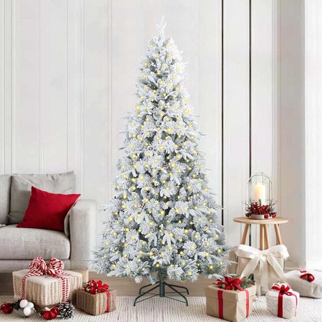 Künstlicher klappbarer Weihnachtsbaum Weiß 210 cm PE und PVC