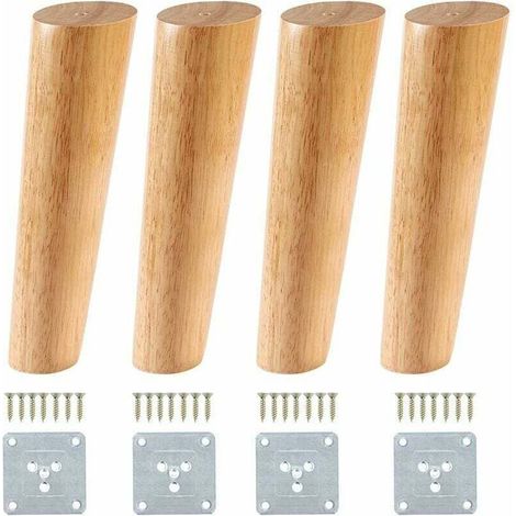 4 Stück Möbelbeine aus Holz, Massivholz-Sofabeine 20 cm, schräge Möbelbeine aus Holz für Sofa, Kommode und Schrank im Mid-Century-Stil