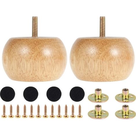 Set of 4 feet round in wood solid Rubberwood durable Screw M8 batteries For sofa, armchairs and tables Installation easy (1/5)