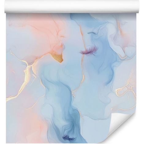 Papier peint bleu azur et gris clair pour salon et chambre 50x1000 cm (1/5)
