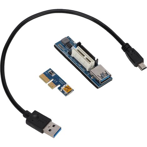 Câble d'extension PCI-E 1X, rallonge USB d'alimentation, 30 cm, noir (1/5)
