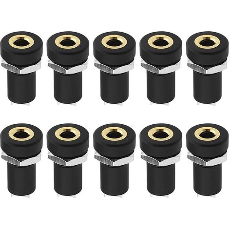 10 unidades de conectores hembra mono de 3,5 mm para montaje en panel con tuercas. Conectores mono de 3,5 mm para montaje en panel. Accesorios para soldar. Para unidades de CD, portátiles digitales y