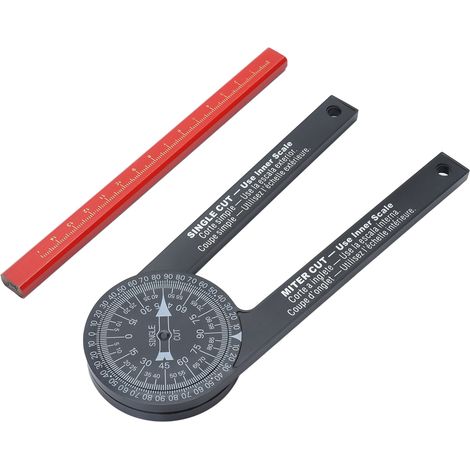 Équerre de mesure 360° en bois pour menuiserie, outil de coupe d'onglet et rapporteur d'angle (1/5)