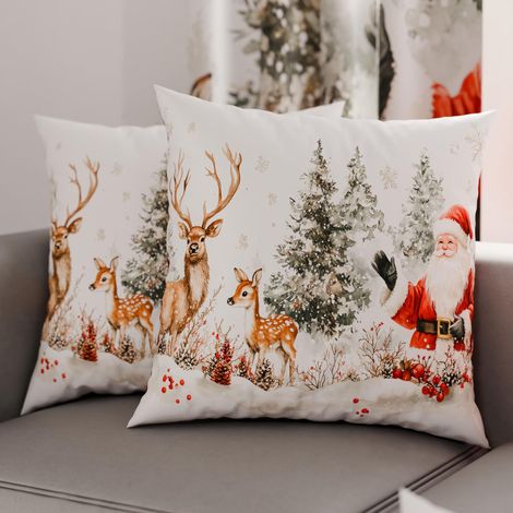 Paire de Housses de Coussin en Microfibre 60x60 cm, Coussins Décoratifs de Noël pour Chambre, Canapé, Salon, Lot de 2 Housses de Coussin, Taie d'oreiller de Noël 17 (1/3)