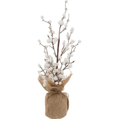 Compo de Noël Branches de Baies Blanches dans pot en Jute H 38 cm - Feeric Christmas (1/3)