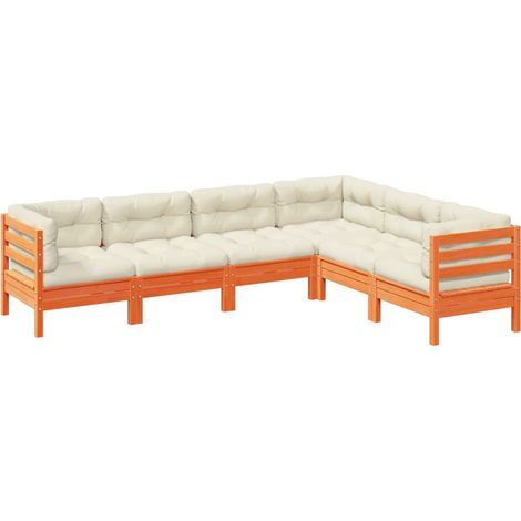 Maison Exclusive - Set de sofás jardín 6 pzas con cojines madera (1/5)