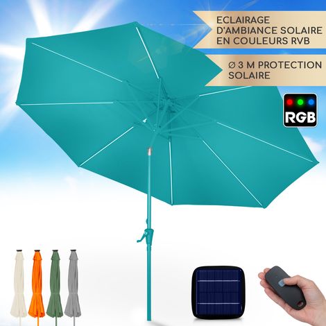 Parasol Blumfeldt calais led cadre aluminium toile polyester uv 50 - bleu (1/5)