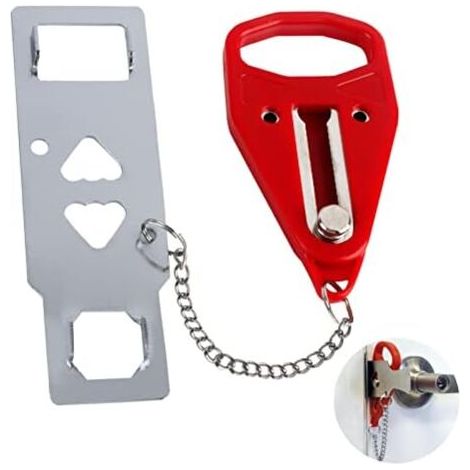 (7,1×1,7×15,2 cm) Serratura per porta rinforzata portatile, antifurto autoportante e resistente, protezione extra per maggiore sicurezza e privacy, ideale per viaggi, hotel, Airbnb, appartamenti per f (1/4)