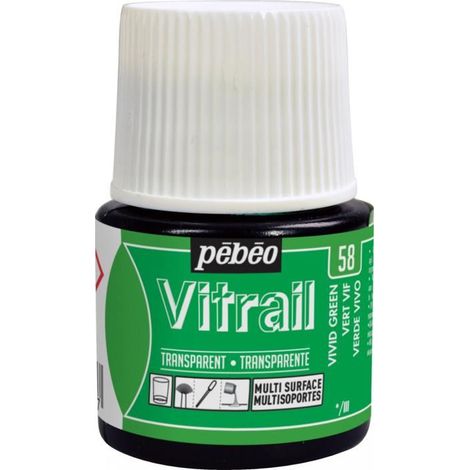 PEINTURE SUR VERRE VITRAIL TRANSPARENT 45 ML - 58 VERT VIF