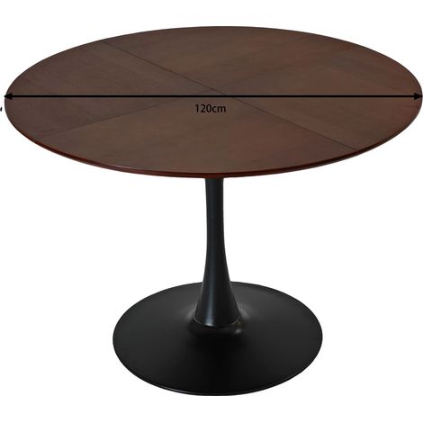 Mesa de comedor redonda, estilo minimalista moderno, color roble. (1/2)