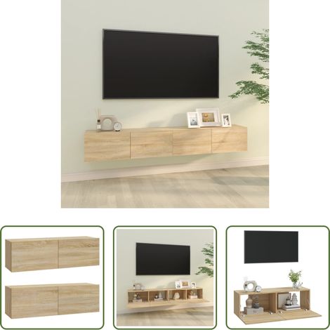 Meuble tv - Meubles TV muraux 2pcs chêne sonoma 100x30x30cm bois ingénierie (1/5)