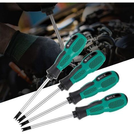 Set mit 4 magnetischen U-förmigen Schraubendrehern, offenen Schraubendrehern, U-förmigen Schraubendrehern M1,7 / M2,0 / M2,3 / M2,6 mit Klemmspitze aus Chrom-Vanadium-Stahl (1/5)