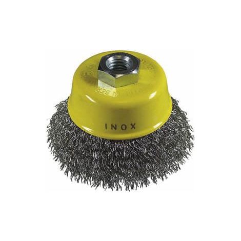 Brosse boisseau 75mm M14 fils ondulés 0,3 Inox HIKOKI 751316