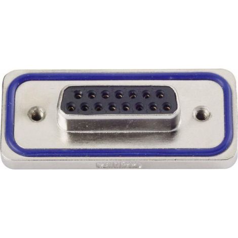 Connecteur D-Sub Femelle - 15 Pôles - IP67 - Angle 180° - À Souder - Cadre Zinc Nickelé - 1 Pièce