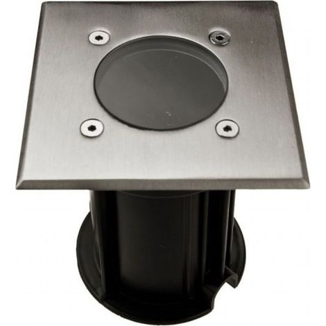 V-TAC Portalampada da Interramento Calpestabile Quadrato GU10 (Max 35W) Colore Nero e Acciaio IP65