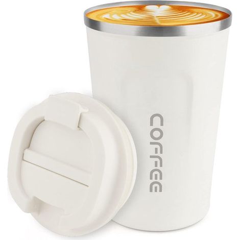 Gobelet de voiture - Tasse - Mug de voyage - Tasses à café - Gobelet - Blanc - 380 ml (1/5)