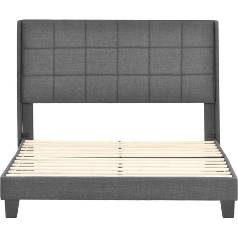 Letto matrimoniale imbottito grigio 140 x 200 cm con rete e materasso a molle insacchettate (1/5)