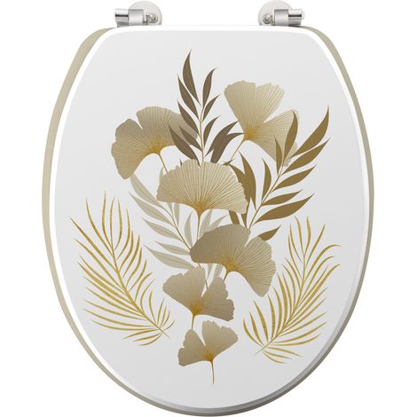 Abattant WC Imprimé Fleurs "Auxane" 47cm Naturel
