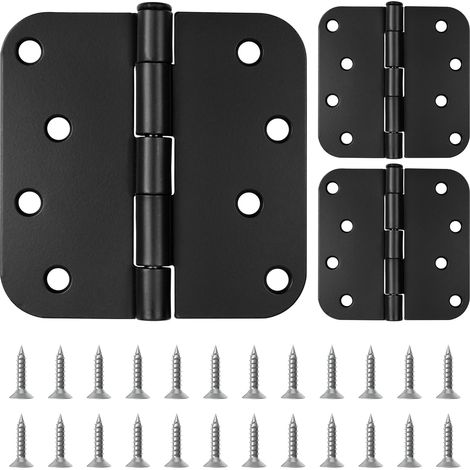 CCYKXA Mattschwarzes Türscharnier 10 cm [3er-Set] – 150 cm bis 200 cm Außen- und Innentürscharniere aus Eisen und abgerundet – Hochleistungsbeschläge mit 16 mm Eckradius (1/5)