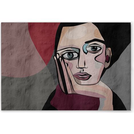 Leinwandbild Minimalistisch Abstrakt M1-No.51329 - Kunstdruck auf Leinwand in Grau Bunt - Wandbild 90 x 60 cm (1/5)