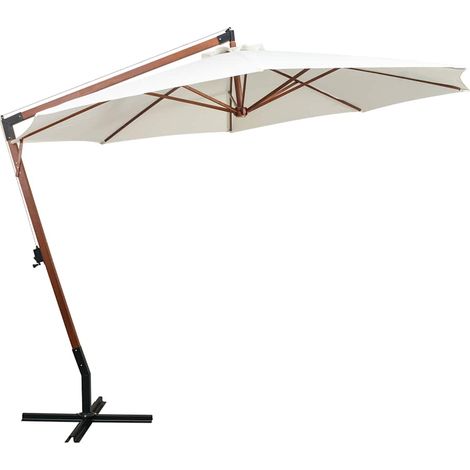 Ampelschirm 350 cm Holzmast Weiß vidaXL (1/3)