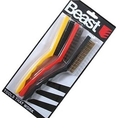 Jeu de Brosses 3x Nylon et Acier 85 mm - Résistantes et Efficaces - Idéales pour Nettoyage - Usage Professionnel - Beast (1/5)