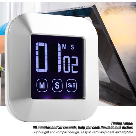 Minuteur de cuisine numérique à écran tactile LED géant, chronomètre électronique digital avec affichage rétroéclairé (1/5)