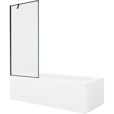 Mexen Vega Rechteckige Wanne 150 x 70 cm mit Verkleidung und 1-flügeliger 80 cm Duschabtrennung, schwarzes Muster (1/5)