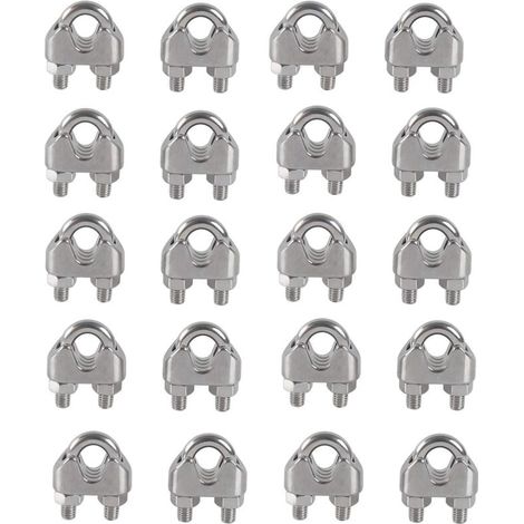 M3 Serre-câbles Etrier U Boulon Clip de Câble 304 Acier inoxydable Selle de pince de Câble Câble métallique Clips pour etendoir linge exterieur20PCS (1/4)