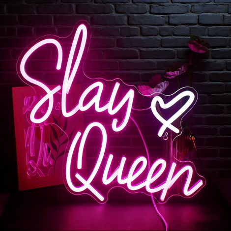 Enseigne néon « Slay Queen » – Luminaire LED alimenté par USB pour chambre style « Preppy », dortoir ou fête Y2K – Idée cadeau (1/5)