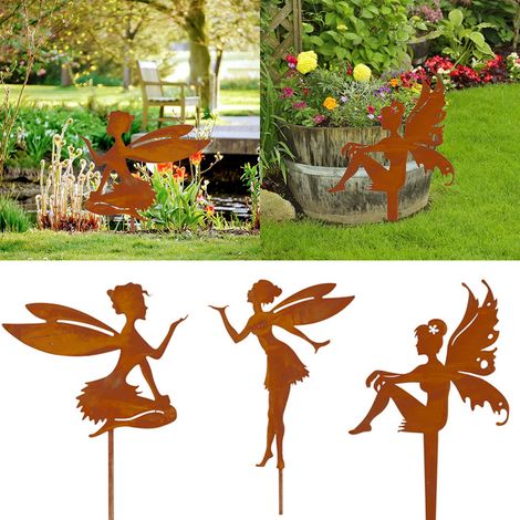 Dekorative Metall-Gartenstecker, Feensilhouette, Frühlingsdekoration für den Garten (1/5)