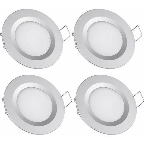 LED-Einbaustrahler, 12 V, Ausschnittgröße 58-65 mm, 3 W, 3200 K, geeignet für Einbaudeckenleuchten in Wohnmobilen, Booten, Campern, Lieferwagen und Yachten, warmweißes Licht (silberne Ausführung).