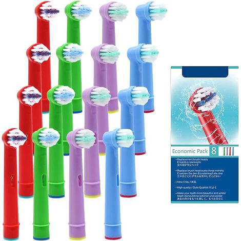 Lot de 16 pièces brosse à dents pour enfants pour Oral B, têtes de brosse de rechange pour enfants pour brosse à dents électrique rechargeable avec emballage (1/5)