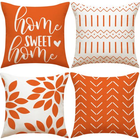 Juego de 4 fundas de almohada decorativas naranjas de 45x45 cm para almohadas de exterior (1/5)