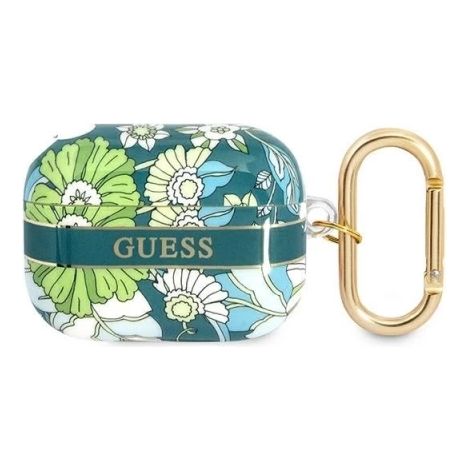 Coque Guess guaphhfln pour AirPods Pro, verte/verte, collection de bracelets à fleurs (1/4)