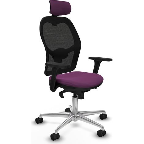 Jorquera sincro malla negra similpiel morado brazos 3D base aluminio cabecero 2D ruedas 65mm nailon (1/5)