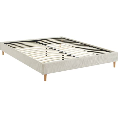 sweeek - Bett mit Lattenrost 160 x 200cm fein gerippter Cord-Bezug