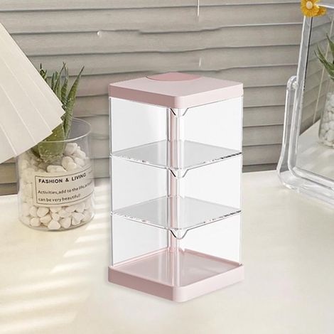 Organizzatore per trucchi girevole a 360°, porta trucchi da bagno con meccanismo girevole, ampio ripiano cosmetico da appoggio, 4 livelli di stoccaggio (1/3)