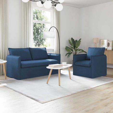 Sofa Set 2 pcs Blau 156 x 82 x 85 cm Stoff