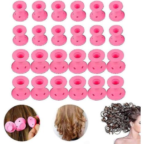 Lot de 24 bigoudis magiques en silicone souple pour le soin des cheveux, outil de coiffage DIY de haute qualité (1/4)